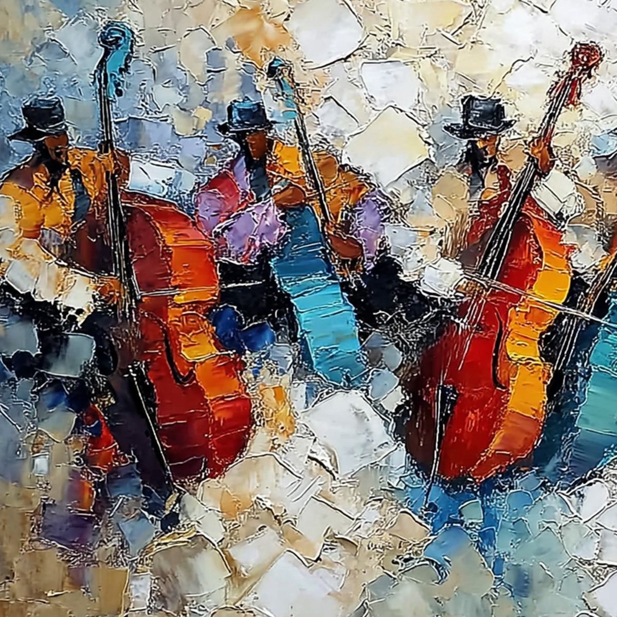 JAZZMEN'S JAM: Textured Impasto Painting of Musicians