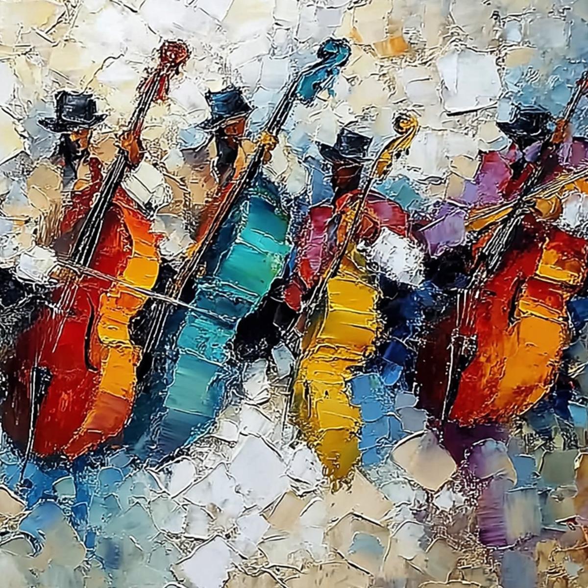 JAZZMEN'S JAM: Textured Impasto Painting of Musicians