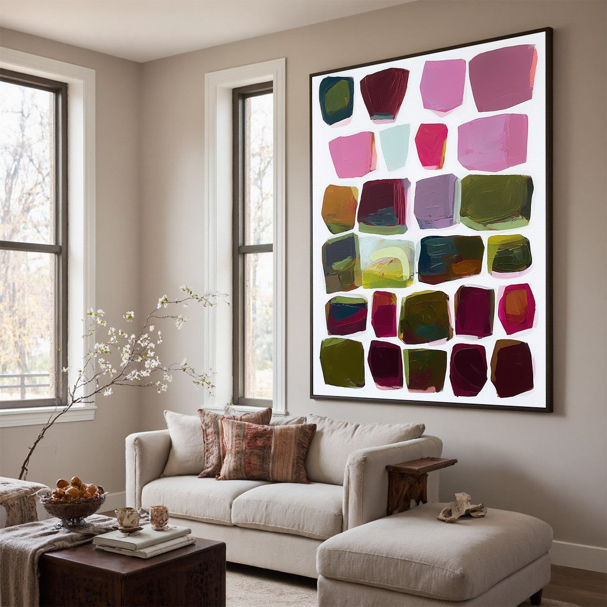JEWEL TONES: Abstract Geometric Oil Painting
