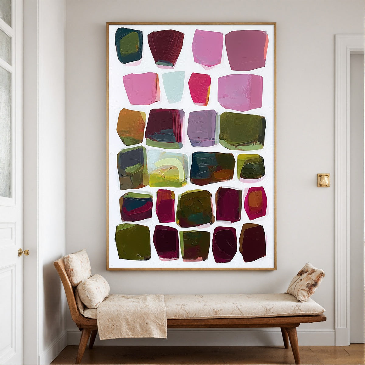 JEWEL TONES Abstract Geometric Oil Painting