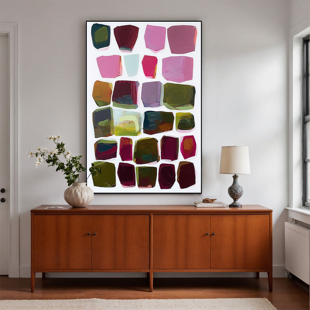 JEWEL TONES: Abstract Geometric Oil Painting