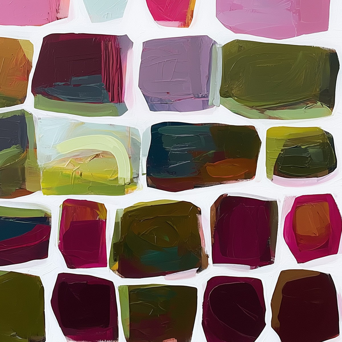 JEWEL TONES: Abstract Geometric Oil Painting