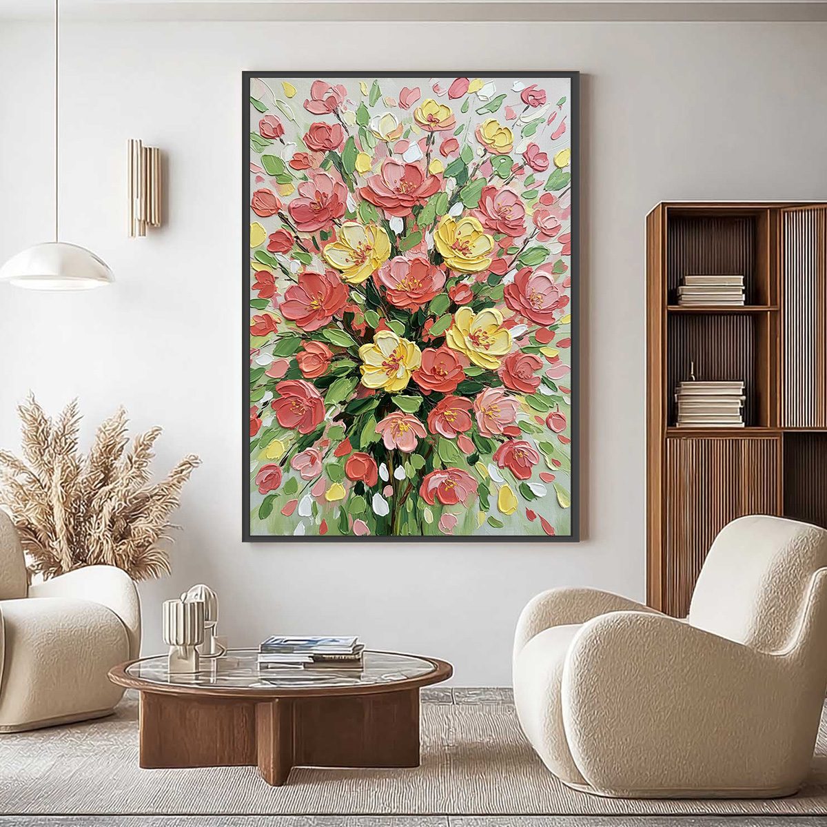 JOYFUL BLOOM: Textured Floral Impasto Oil Painting