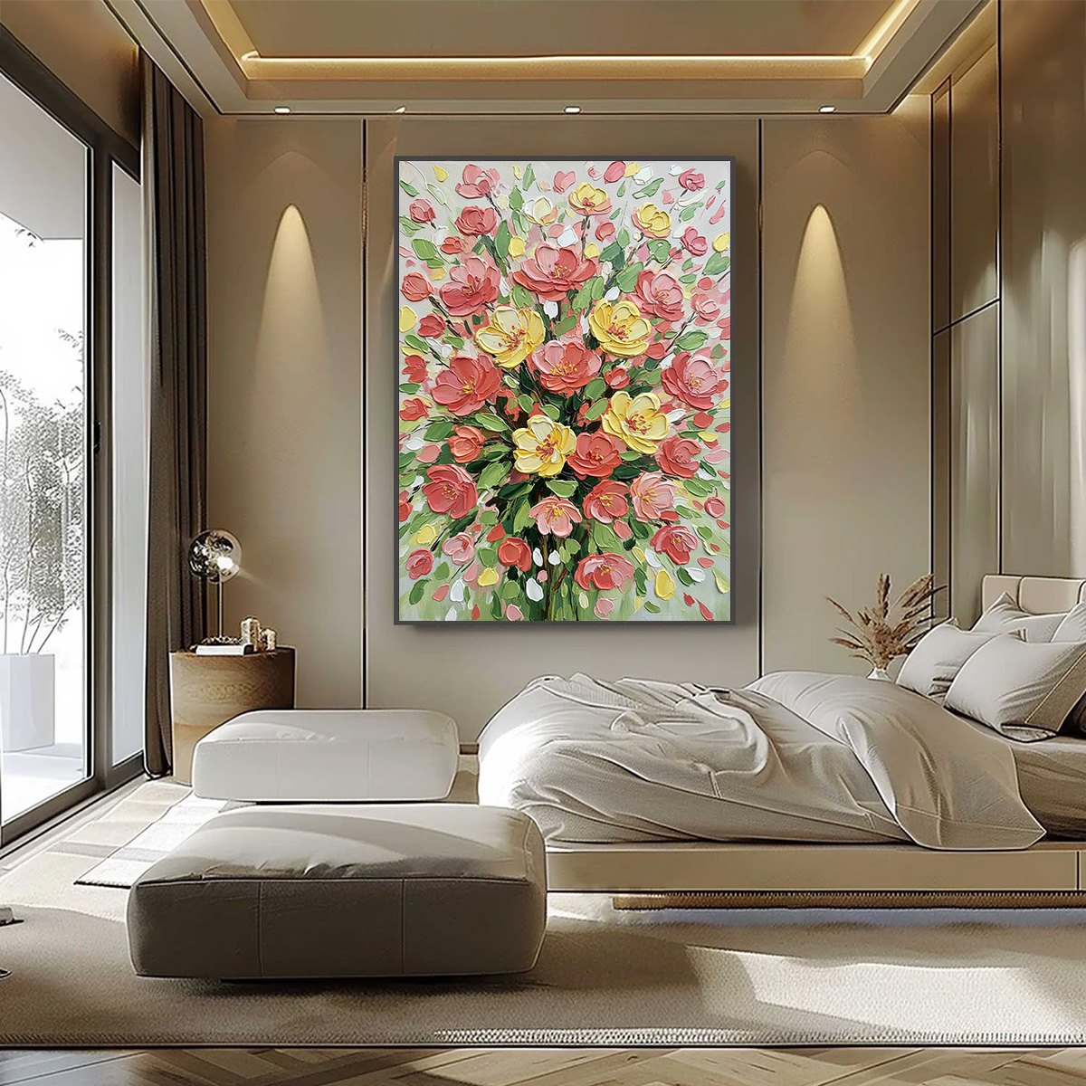 JOYFUL BLOOM: Textured Floral Impasto Oil Painting