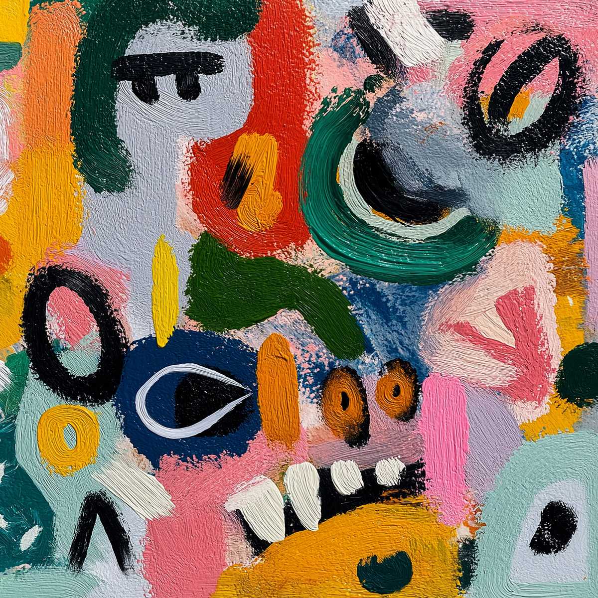 JOYFUL CHAOS: Vibrant Large Horizontal Abstract Expressionist Wall Art