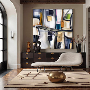 JUNCTION: Modern Abstract Textured Square Wall Art Painting