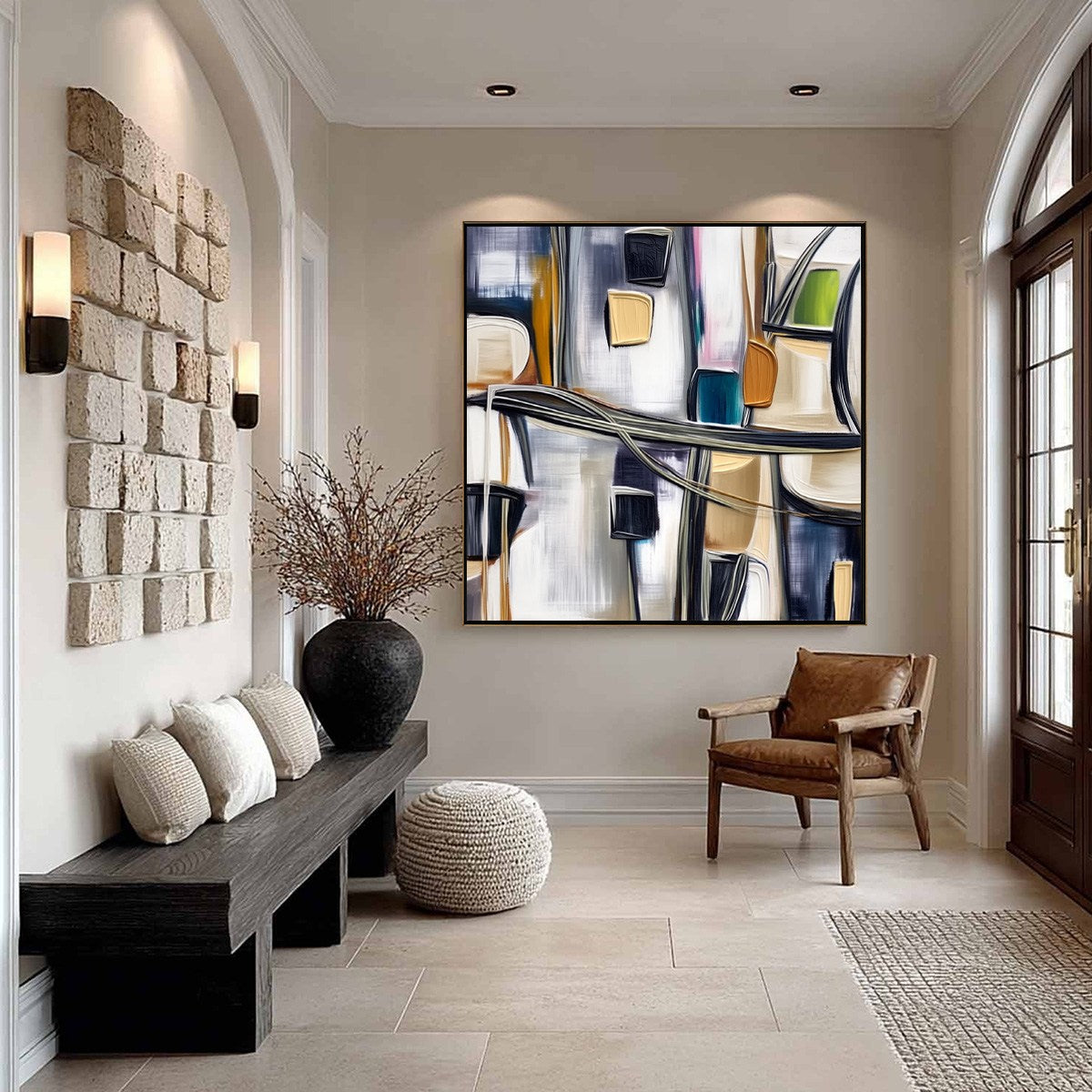 JUNCTION: Modern Abstract Textured Square Wall Art Painting
