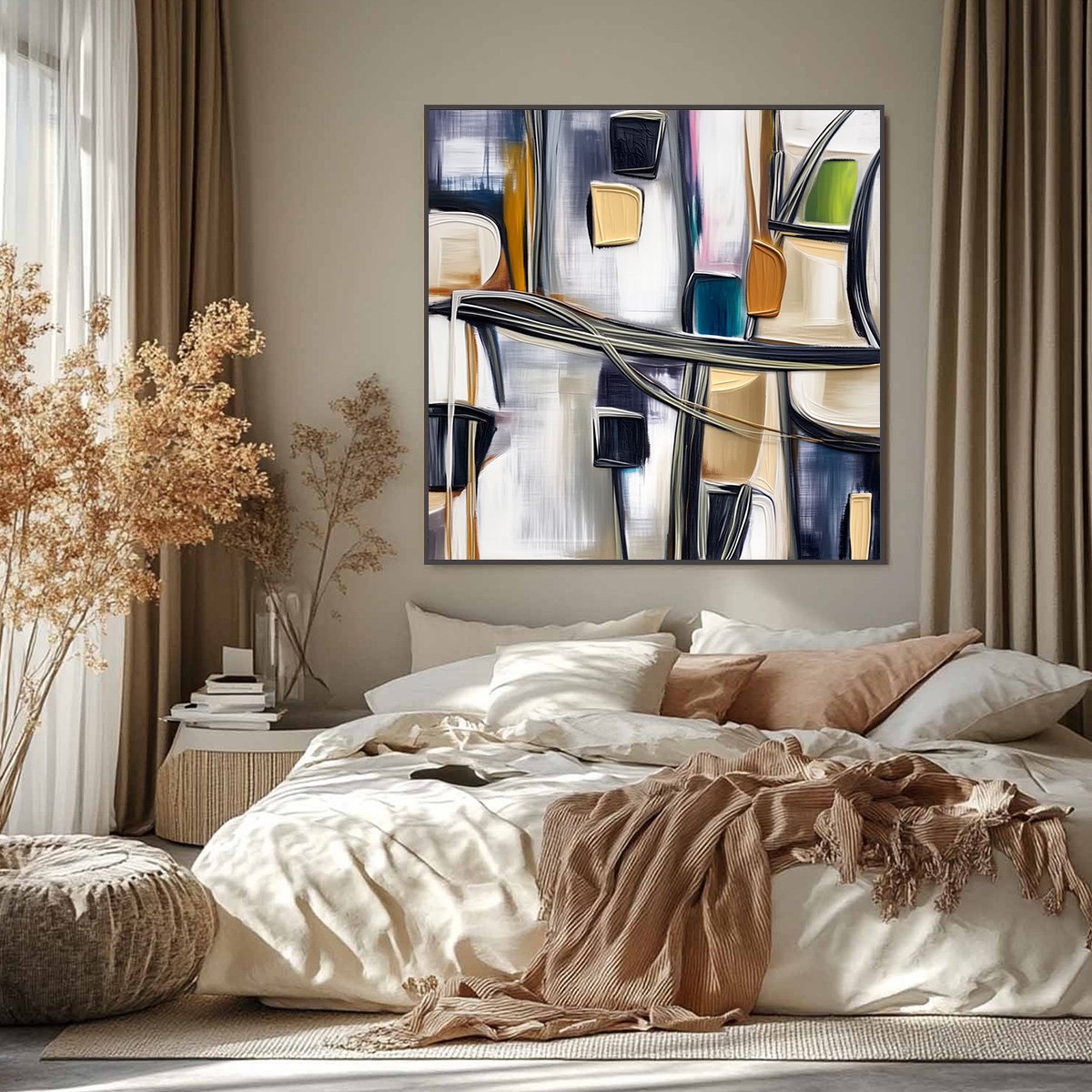 JUNCTION: Modern Abstract Textured Square Wall Art Painting