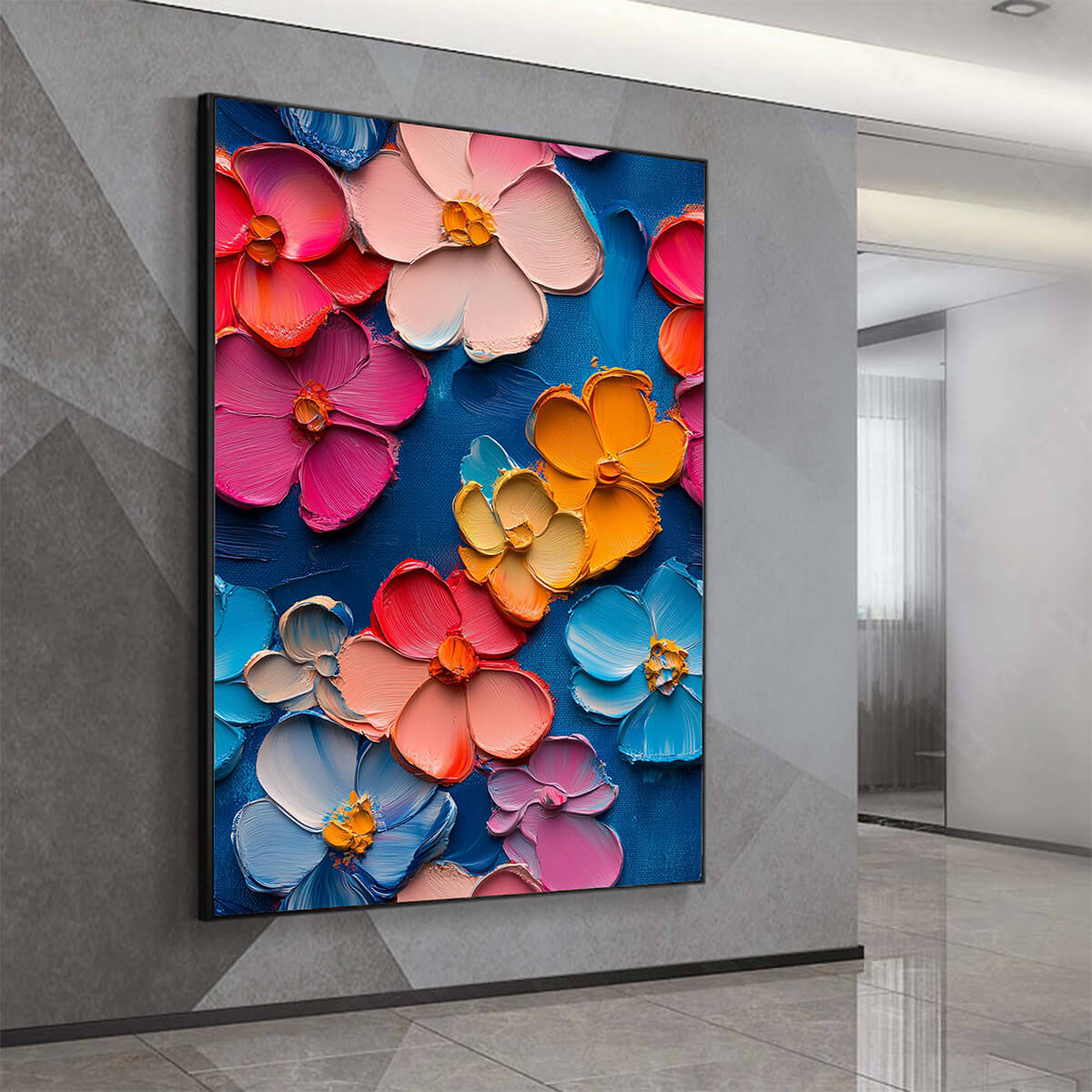 JEWEL GARDEN: Colorful Impasto Floral Oil Painting on Canvas