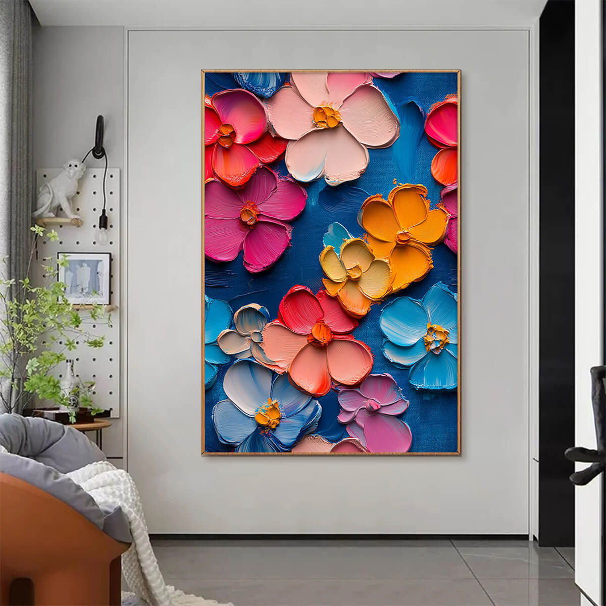 JEWEL GARDEN: Colorful Impasto Floral Oil Painting on Canvas