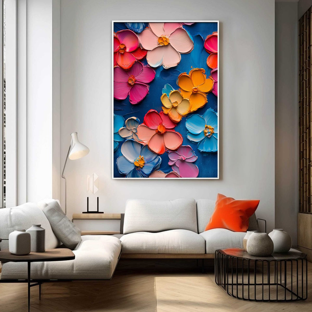 JEWEL GARDEN: Colorful Impasto Floral Oil Painting on Canvas