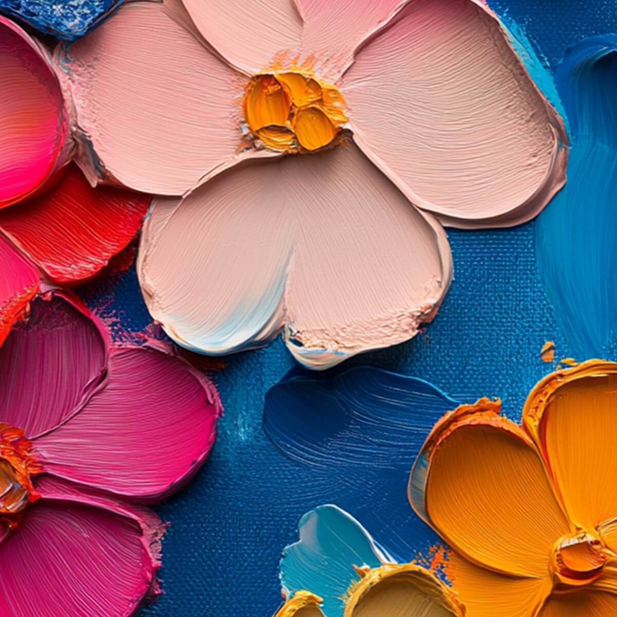 JEWEL GARDEN: Colorful Impasto Floral Oil Painting on Canvas