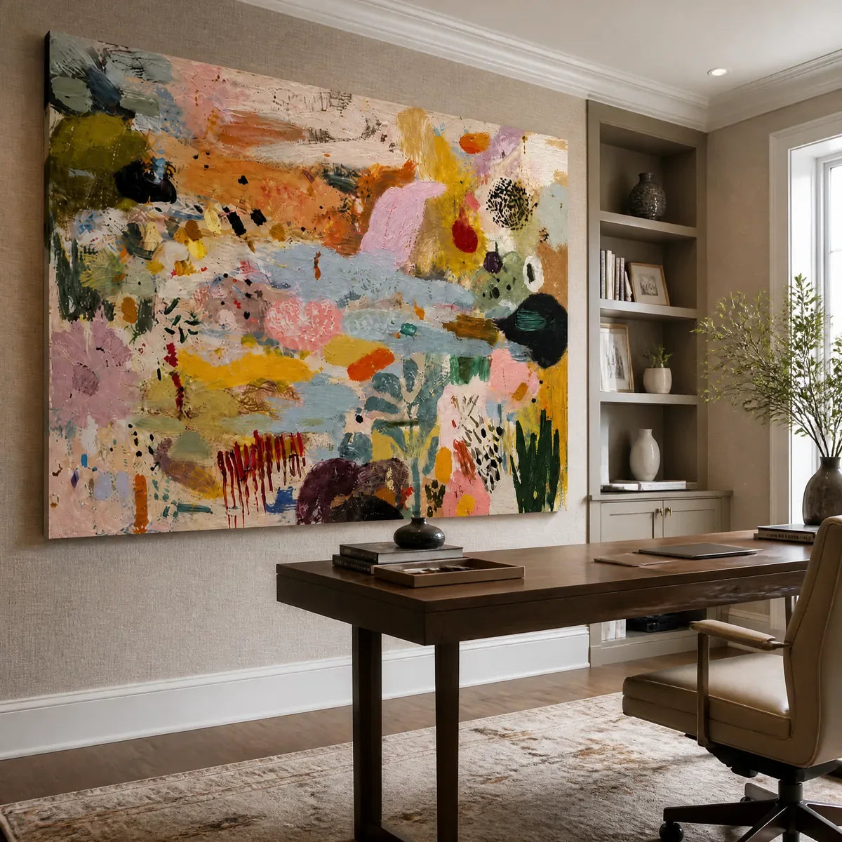 Chromatic Garden Drift in an office, frameless
