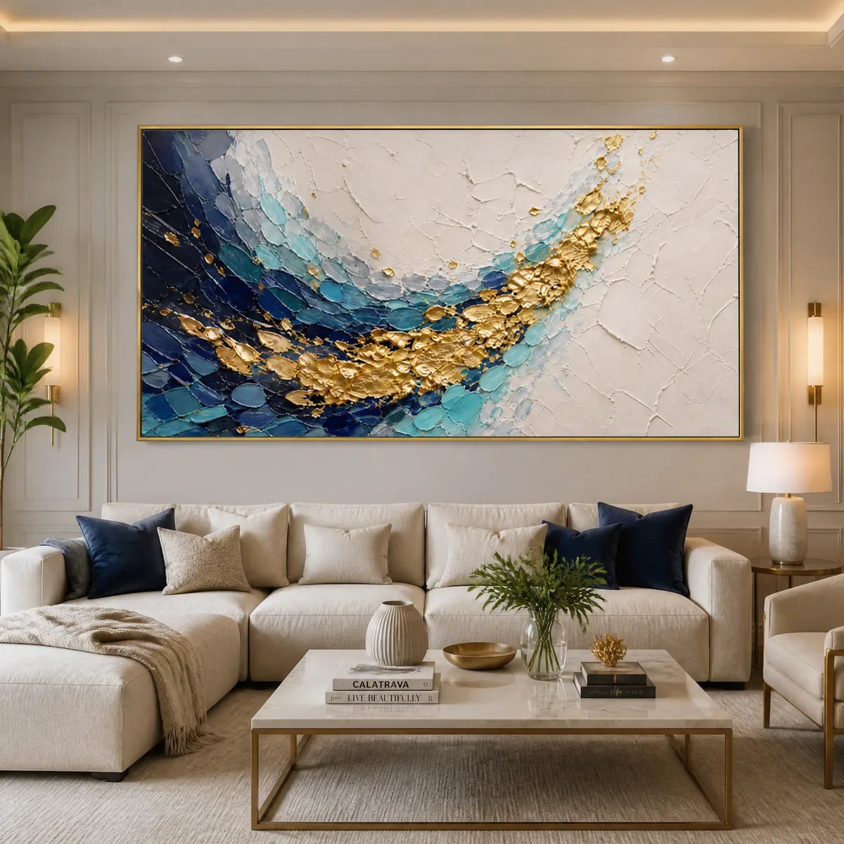 AZURE GILDED CURRENT displayed in a refined living room