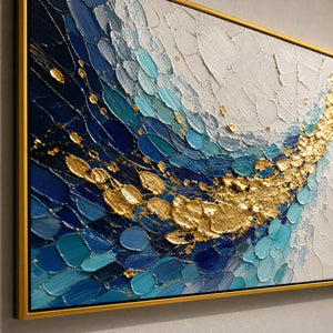 AZURE GILDED CURRENT hand-painted texture detail