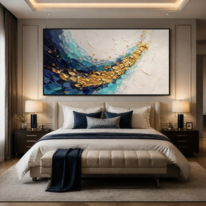AZURE GILDED CURRENT displayed in a refined bedroom