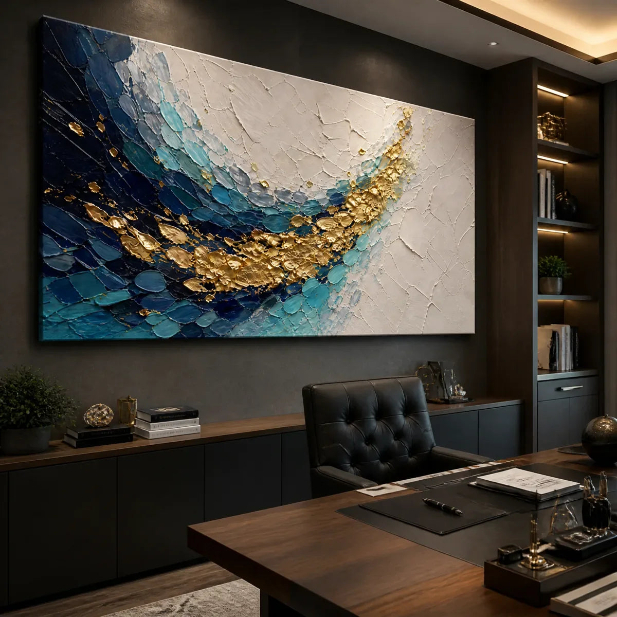 AZURE GILDED CURRENT displayed in a refined office