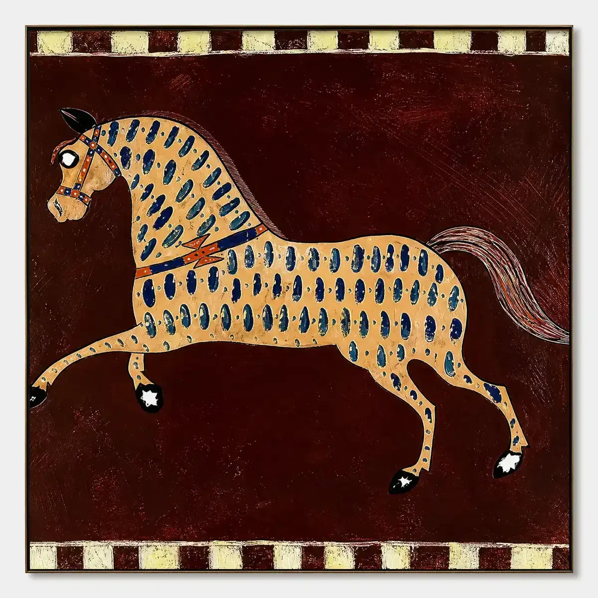 EQUESTRIAN MOSAIC hand-painted artwork