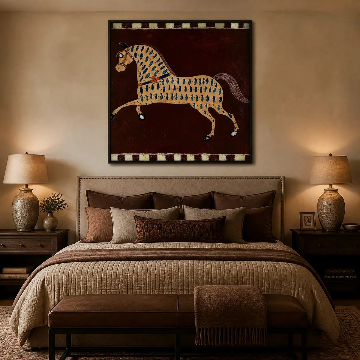 EQUESTRIAN MOSAIC hand-painted texture detail