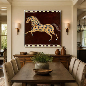 EQUESTRIAN MOSAIC displayed in a refined dining room