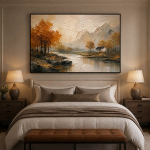 AUTUMN MIRROR displayed in a refined bedroom