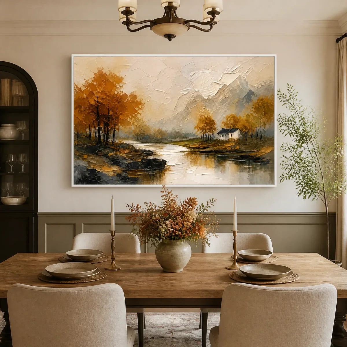 AUTUMN MIRROR displayed in a refined dining room