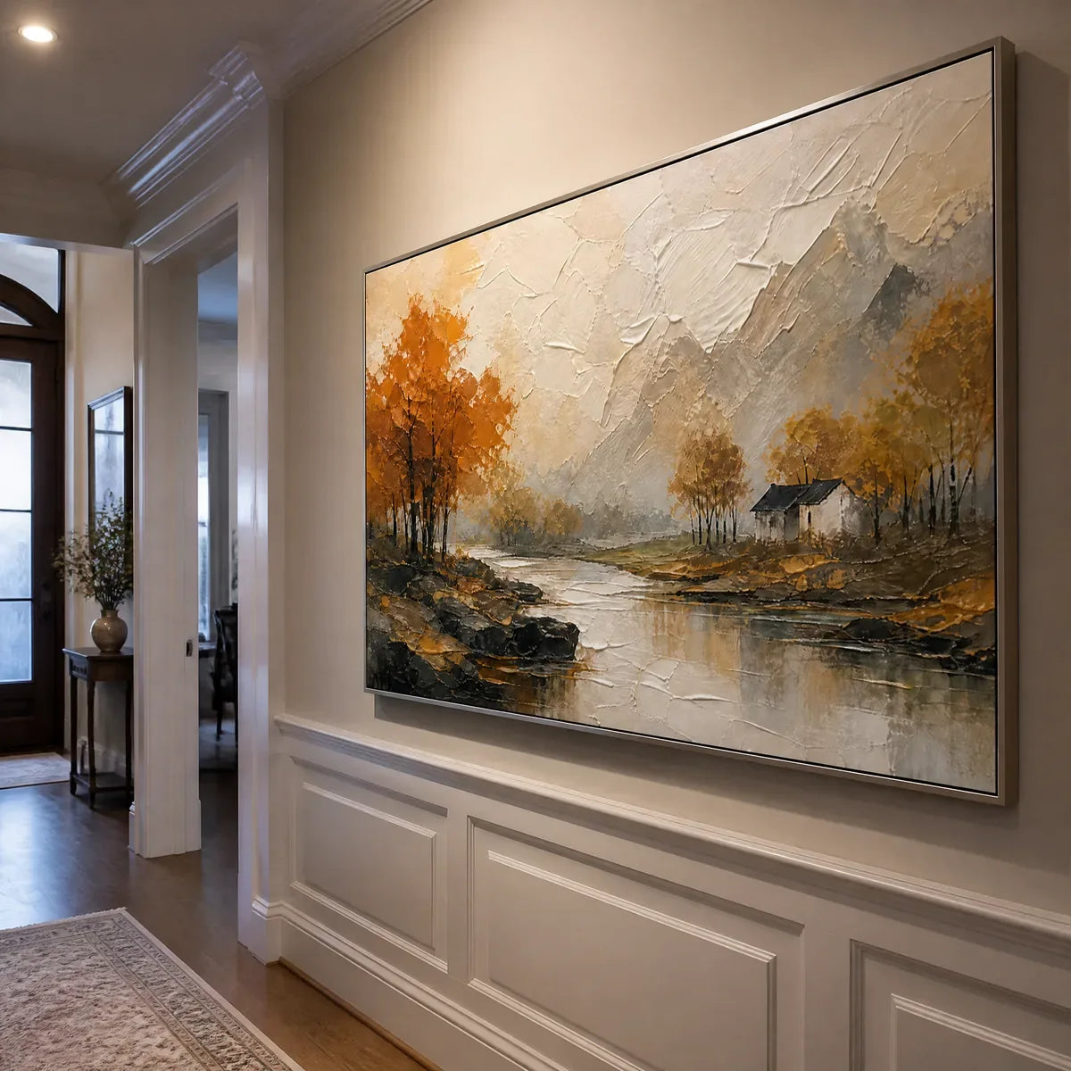 AUTUMN MIRROR displayed in a refined entry hall