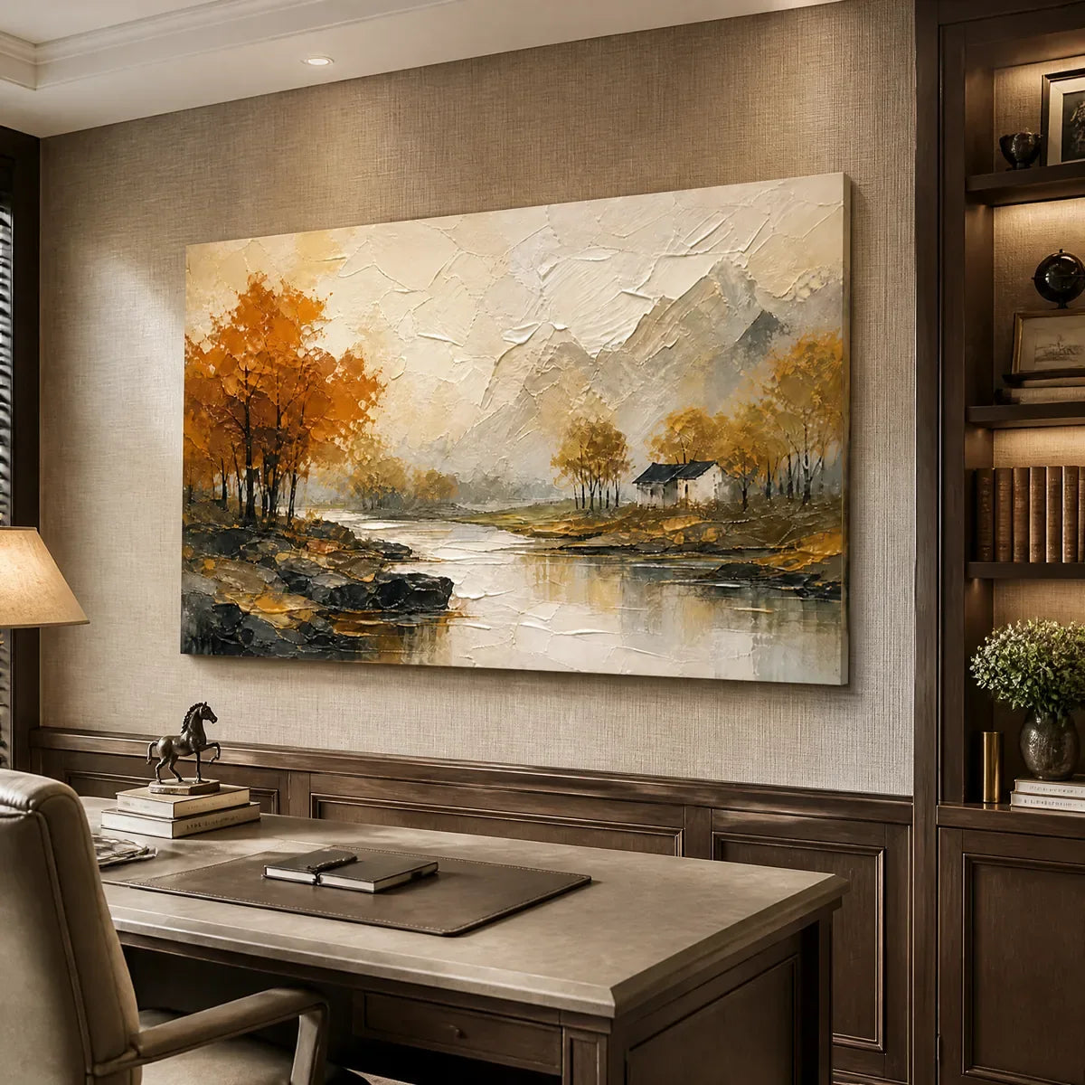 AUTUMN MIRROR displayed in a refined office