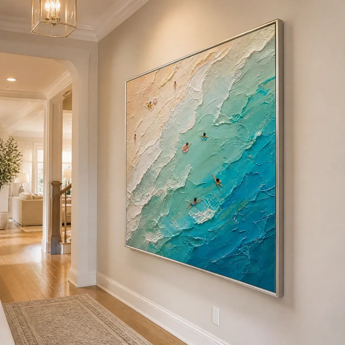 TURQUOISE DESCENT displayed in a refined entry hall