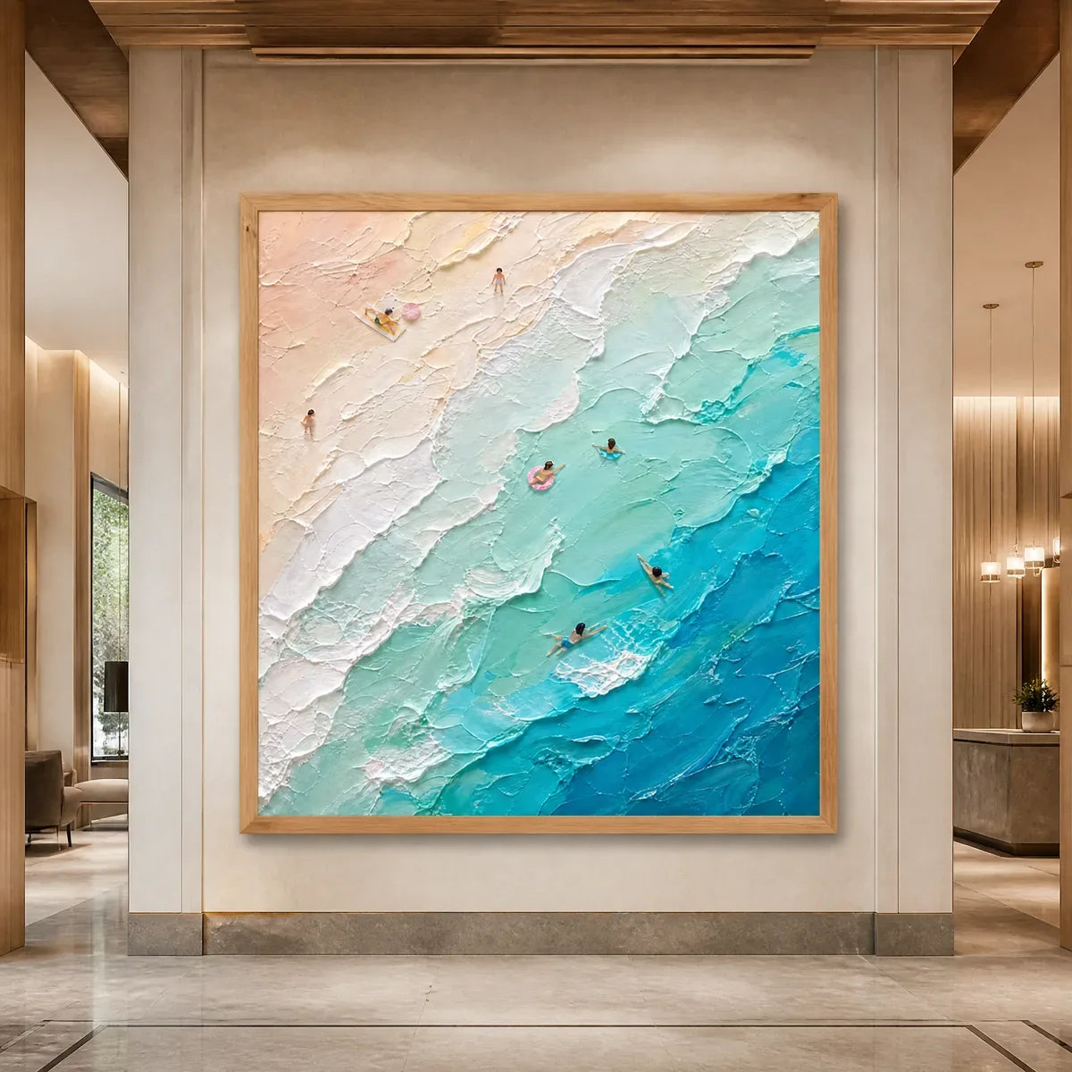 TURQUOISE DESCENT displayed in a refined hotel