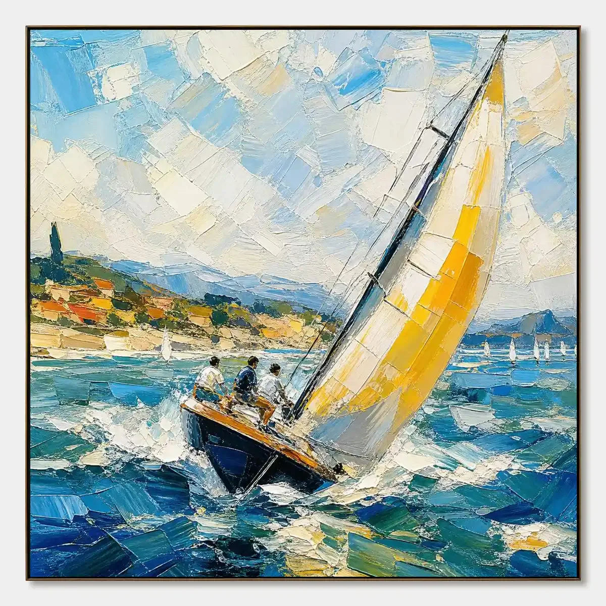 GOLDEN SAIL hand-painted artwork