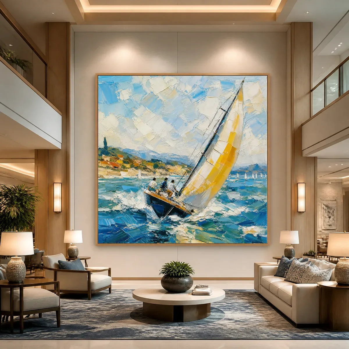 GOLDEN SAIL displayed in a refined hotel