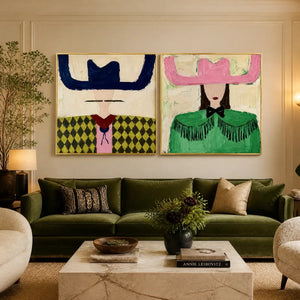 TWO VOICES displayed in a refined living room