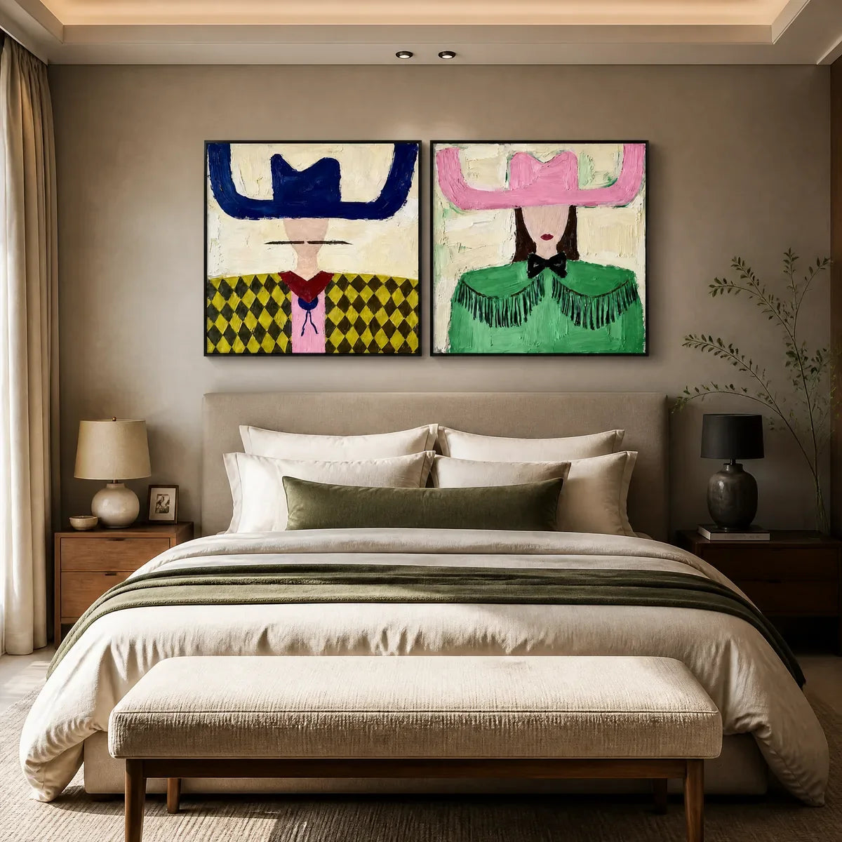 TWO VOICES displayed in a refined bedroom