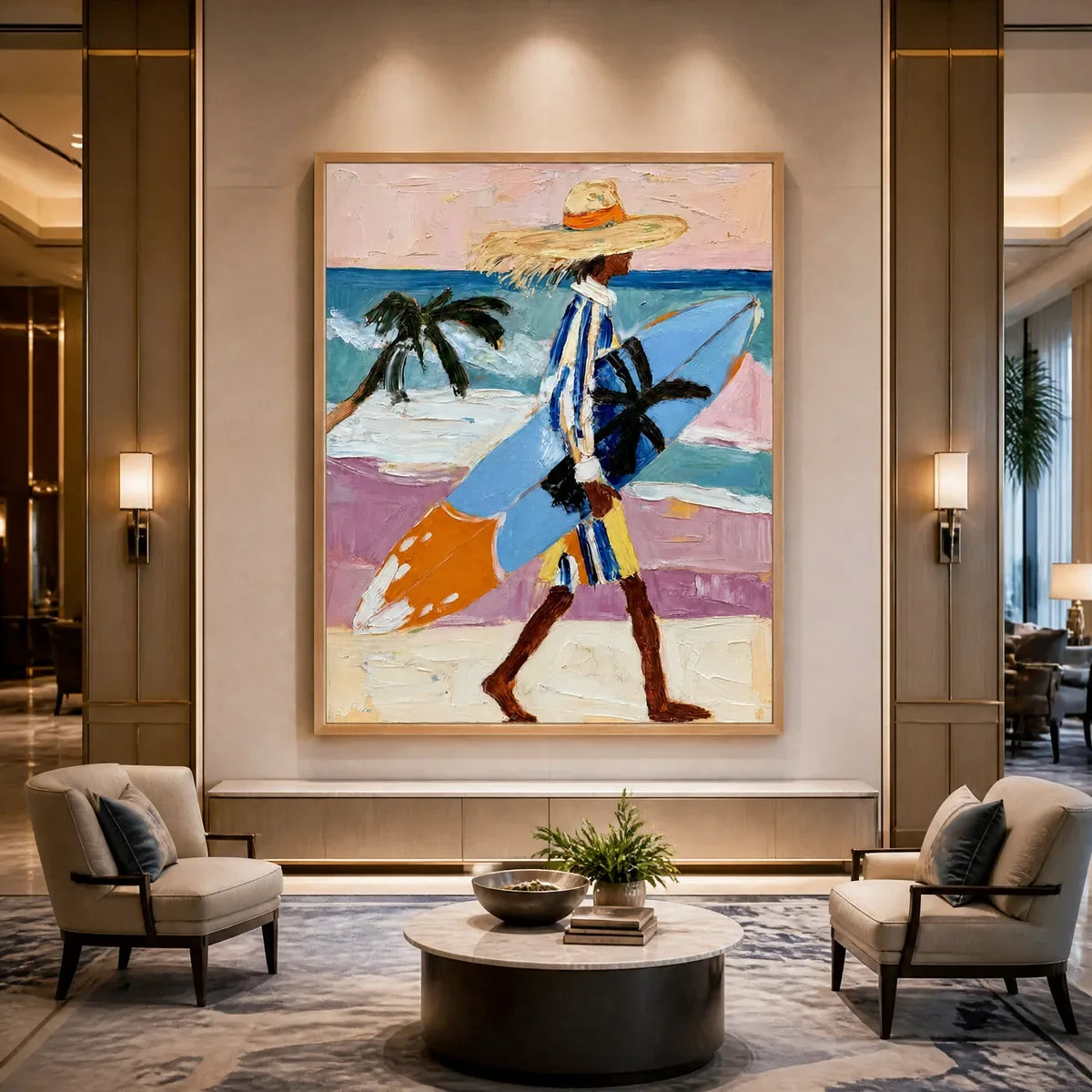 SUNLIT PASSAGE displayed in a refined hotel