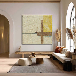 Juncture: Textured Wabi Sabi original oil painting with figures, neutral tones, modern wall art.