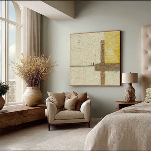 Original handmade modern textured Wabi Sabi abstract oil painting wall art "Juncture".