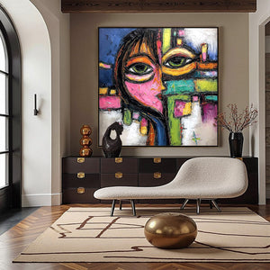 KALEIDOSCOPE GAZE: Colorful Abstract Portrait Impasto Oil Painting