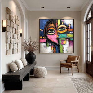 KALEIDOSCOPE GAZE: Colorful Abstract Portrait Impasto Oil Painting