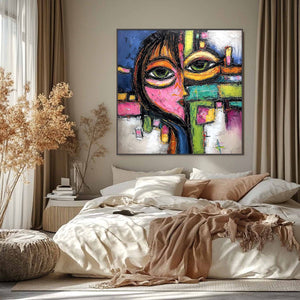 KALEIDOSCOPE GAZE: Colorful Abstract Portrait Impasto Oil Painting