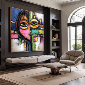 KALEIDOSCOPE GAZE: Colorful Abstract Portrait Impasto Oil Painting