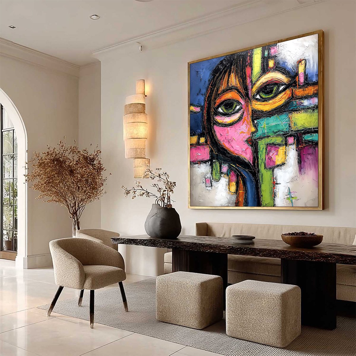 KALEIDOSCOPE GAZE: Colorful Abstract Portrait Impasto Oil Painting