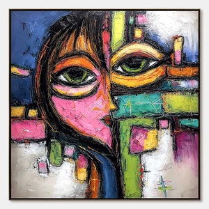 KALEIDOSCOPE GAZE: Colorful Abstract Portrait Impasto Oil Painting