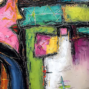 KALEIDOSCOPE GAZE: Colorful Abstract Portrait Impasto Oil Painting