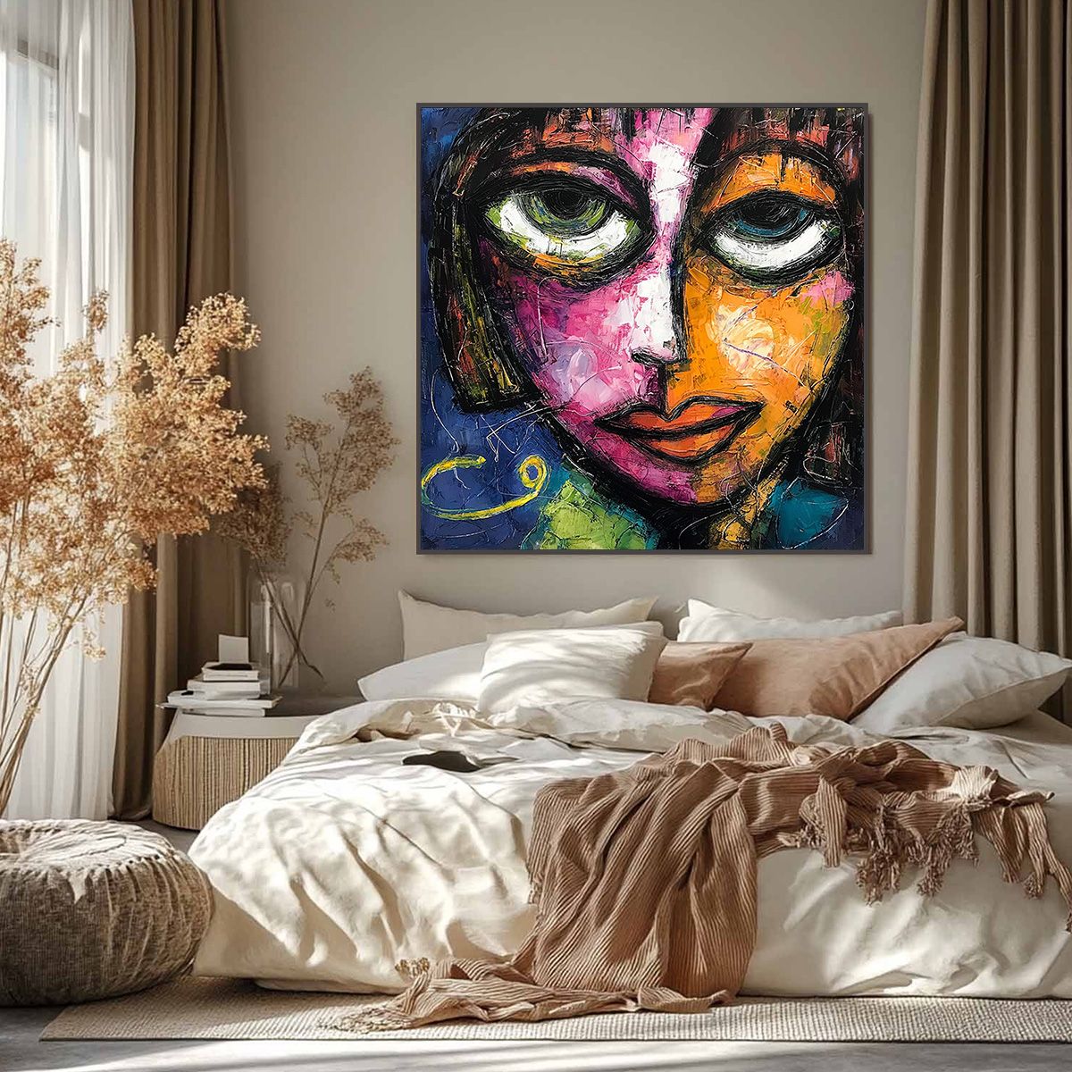 KALEIDOSCOPE SOUL: Colorful Abstract Impasto Portrait Oil Painting on Canvas