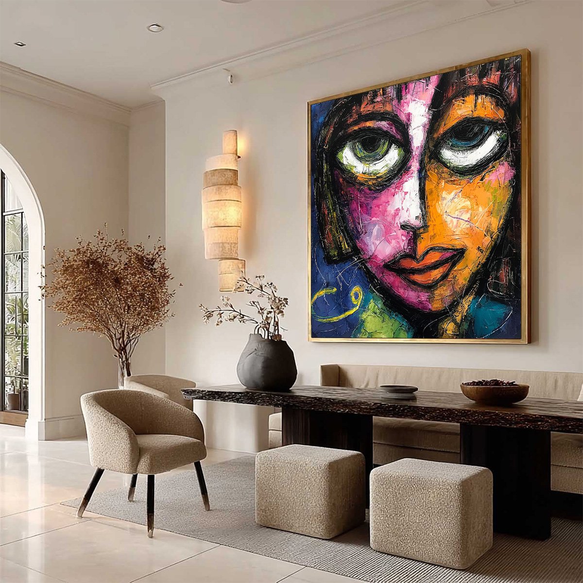 KALEIDOSCOPE SOUL: Colorful Abstract Impasto Portrait Oil Painting on Canvas