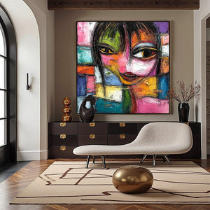 KALEIDOSCOPE SOUL: Colorful Abstract Impasto Portrait Oil Painting