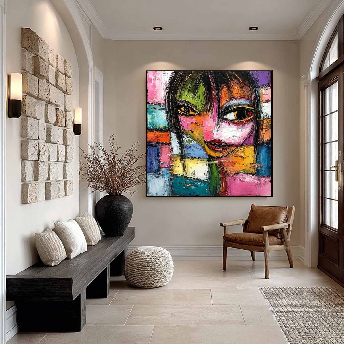 KALEIDOSCOPE SOUL: Colorful Abstract Impasto Portrait Oil Painting