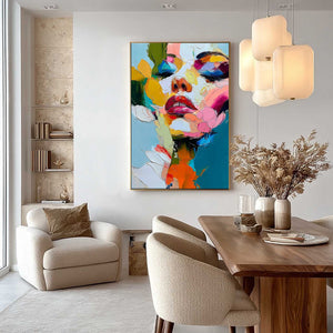 KALEIDOSCOPE SOUL: Colorful Abstract Impasto Portrait Oil Painting