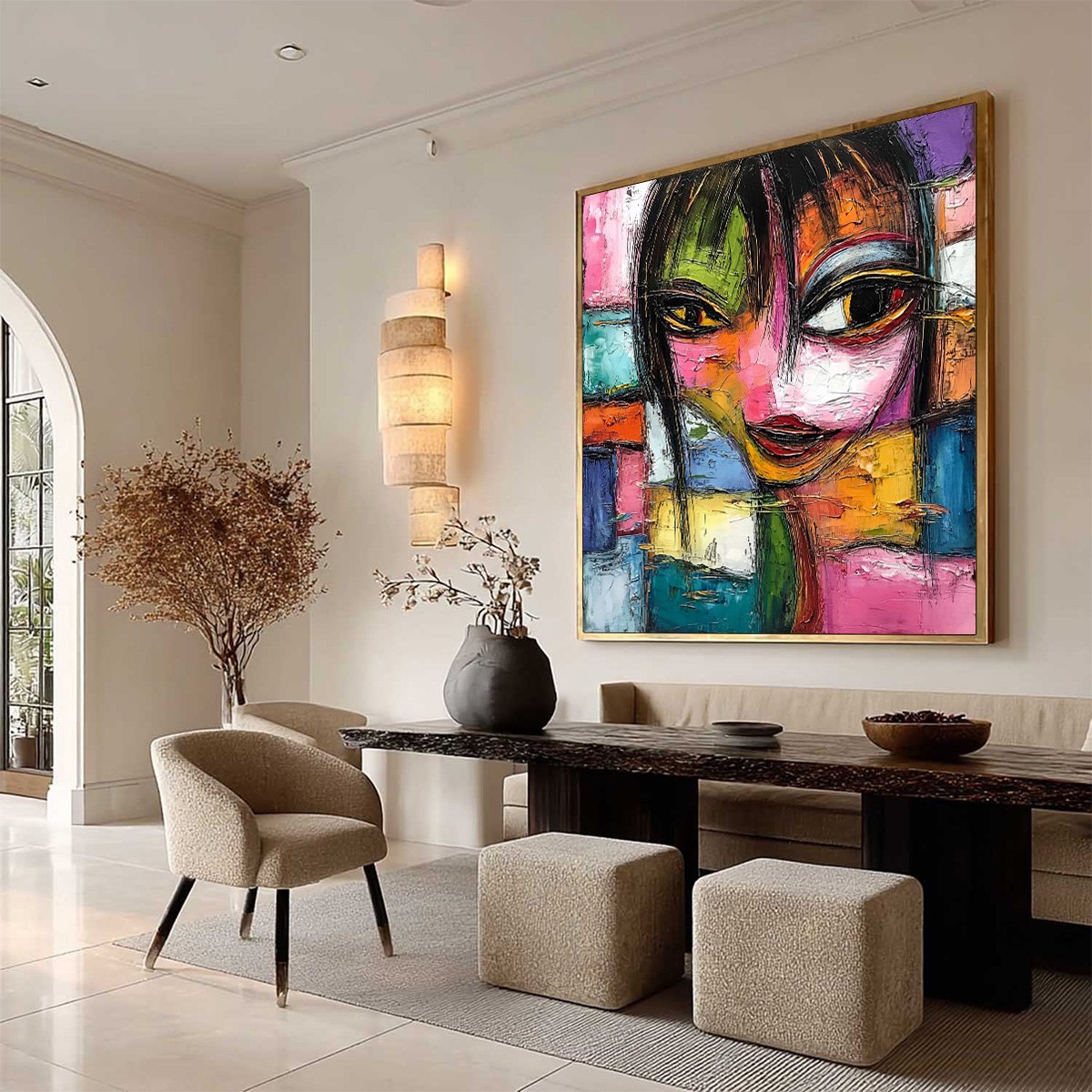 KALEIDOSCOPE SOUL: Colorful Abstract Impasto Portrait Oil Painting